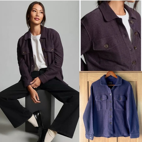 Anthropologie Jackets & Blazers - Sanctuary x Anthropologie Terra Knit Shacket Button Jacket Purple Women’s Small‌